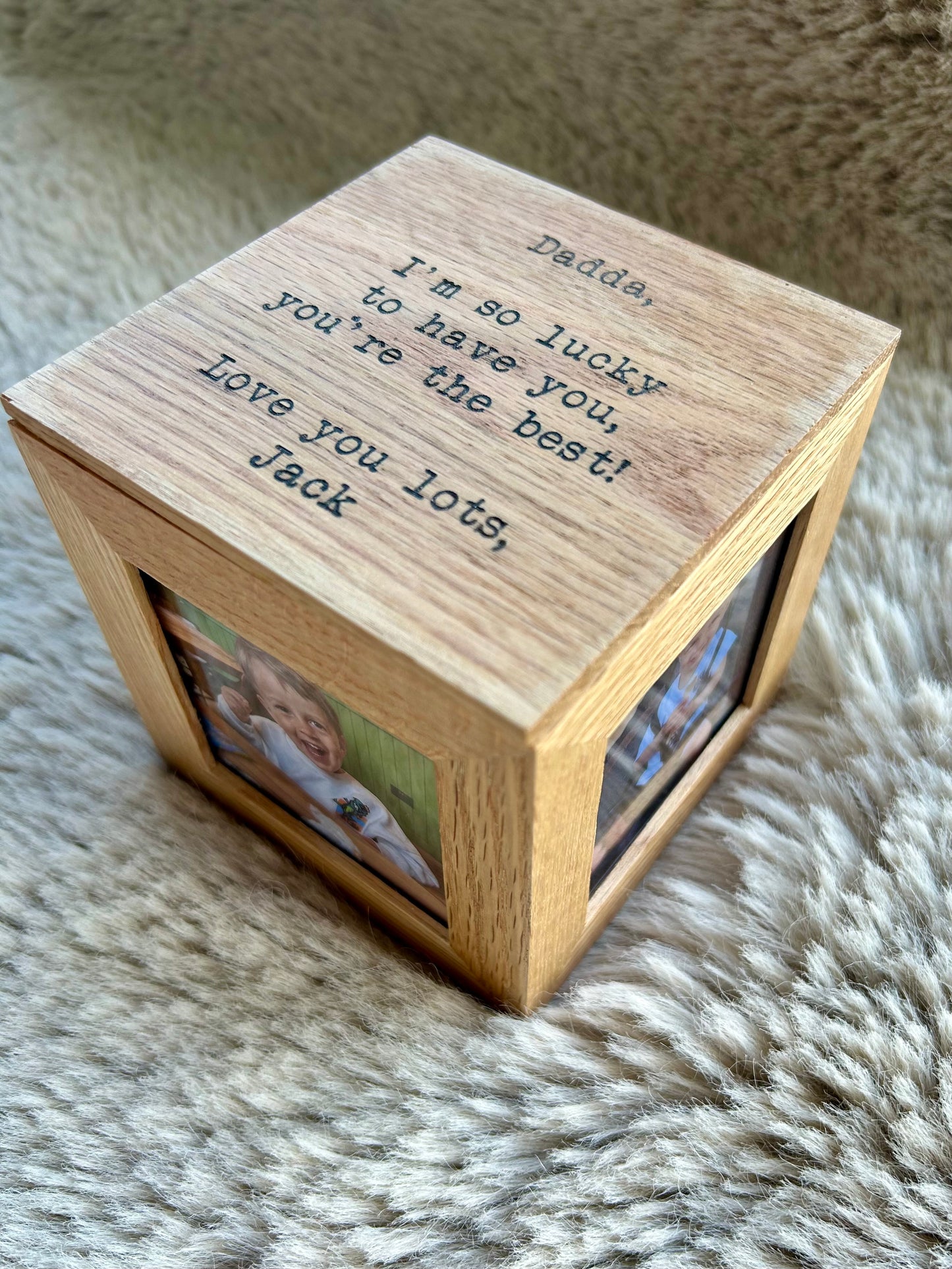 Oak Photo Storage Cube