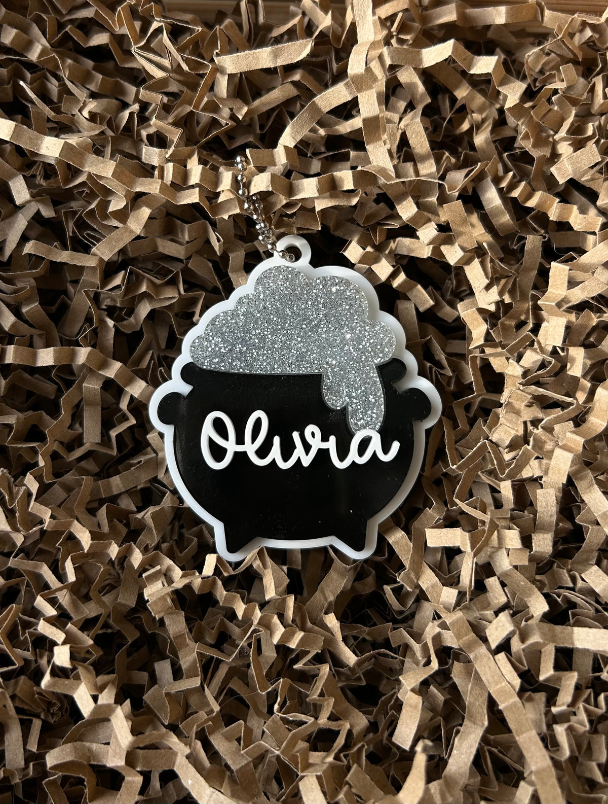 Custom Glitter Cauldron Bag Tag