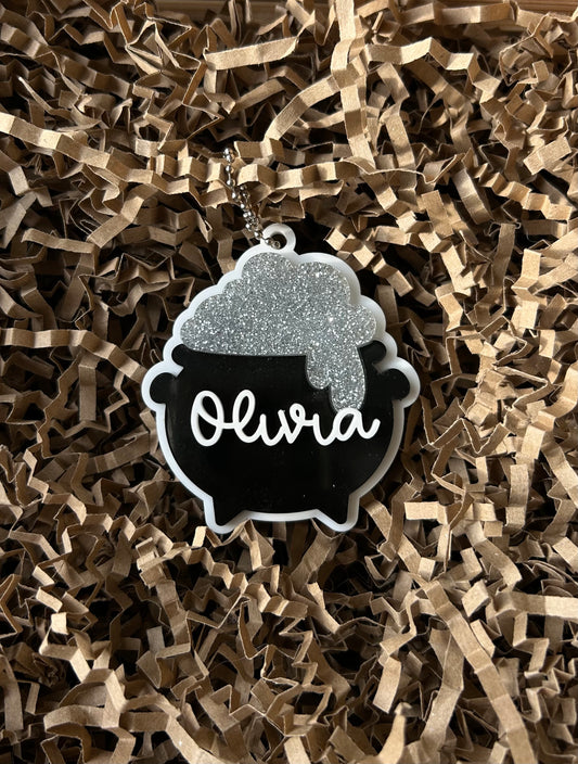 Custom Glitter Cauldron Bag Tag