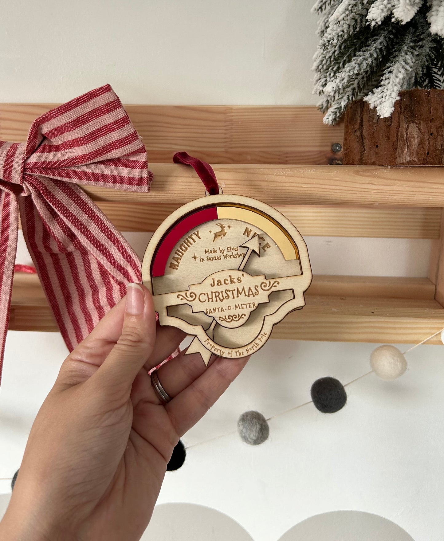 Personalised Nice List-o-Meter Hanging Decoration